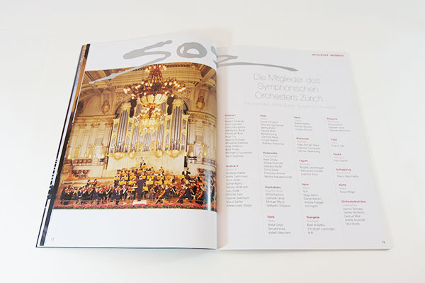 Orchestre Symphonique de Zurich, revue annuelle. Yesonyva studio de communication.